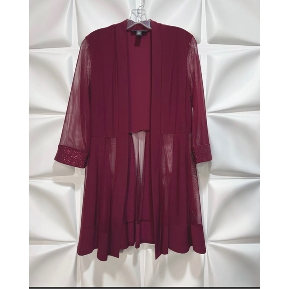 R&M Richards Sz S Red Slinky Glitter Swing Jacket and Shift Dress Formal Set - Picture 15 of 15